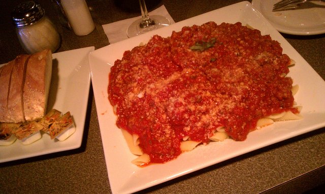 Penne with meat sauce, meatballs, Italian sausage. A special just for me.