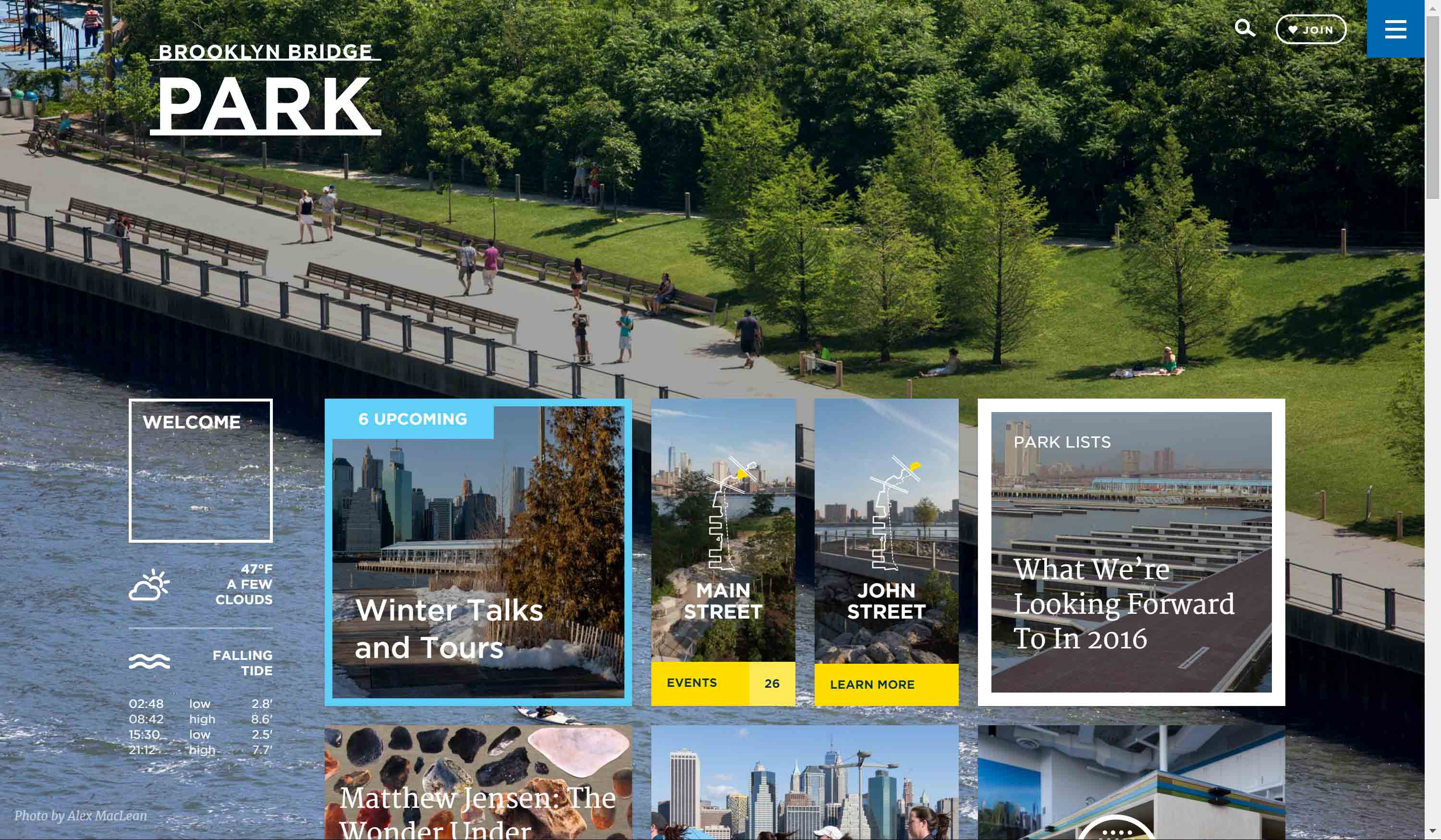 Brooklyn Bridge Park home page.