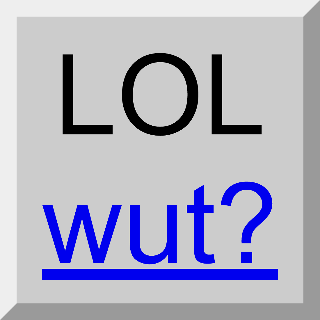 Screen capture of a button element with a hyperlink nested inside. Button text is “LOL” and link text is “wut?”