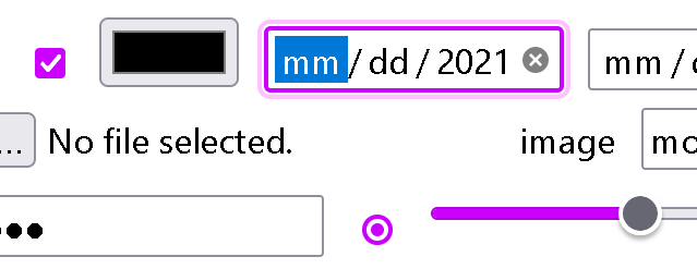 A date text field with a purple focus ring.